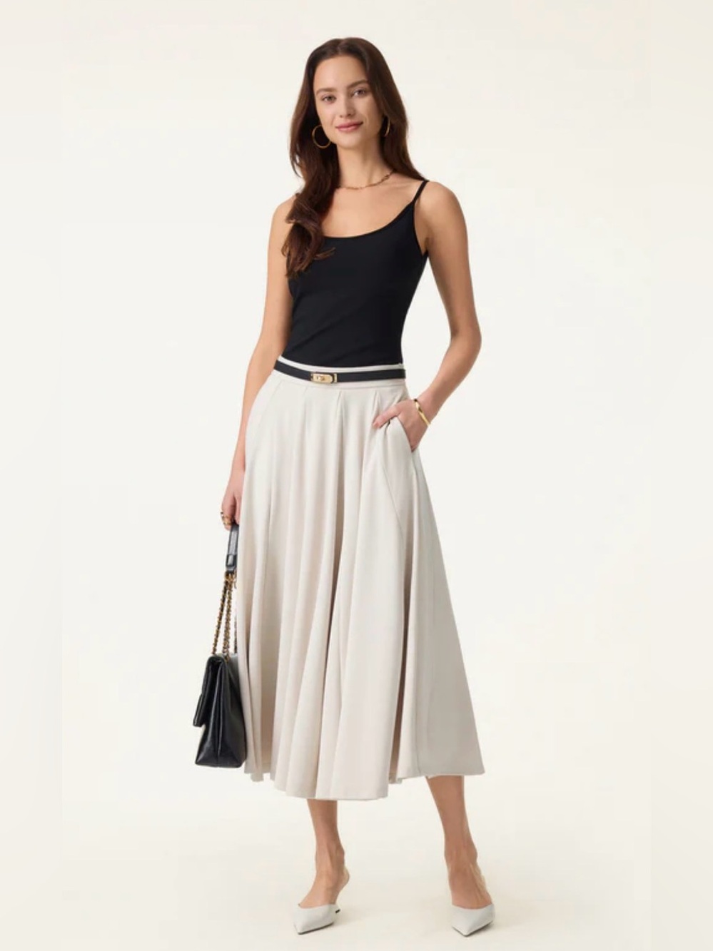 OGL sand washed Lyocell Blend Volume Skirt with Pockets- Size Medium Petite
